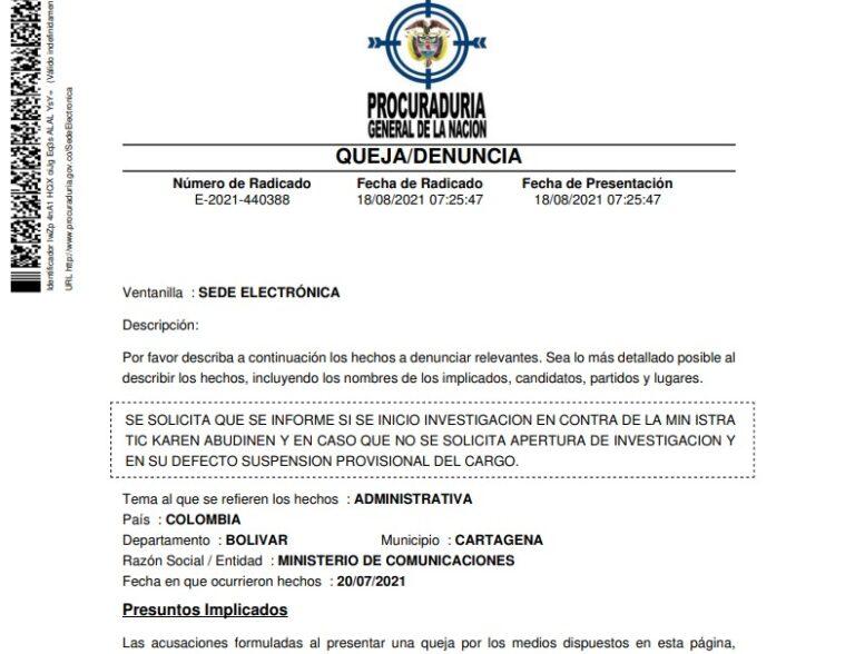 PROCURADURÍA DENUNCIA