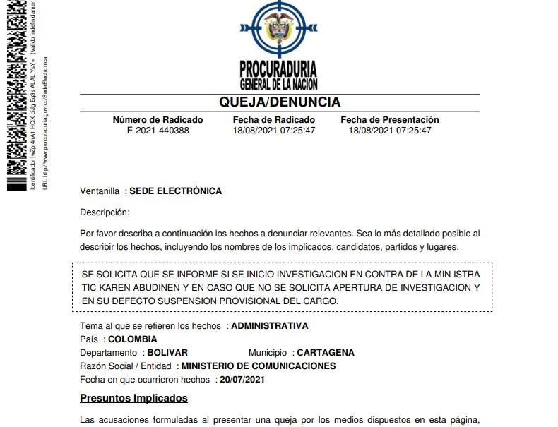 PROCURADURÍA DENUNCIA