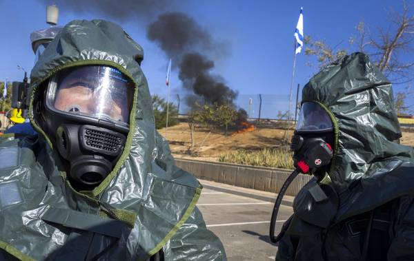 Home Front command and Israeli army in toxicological warfare drill in Beersheba