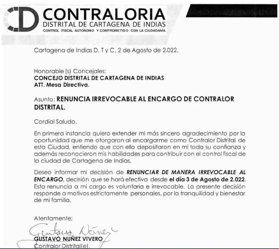 CARTA DE RENUNCIA