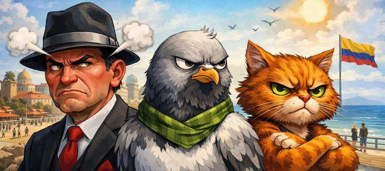 cachaco, palomo y gato